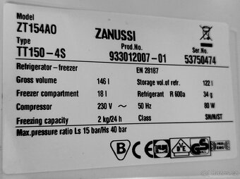 Menší Chladnička s mrazákem ZANUSSI 146L - 2