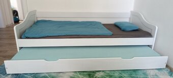 postel 90x200 rozkládací, bílá, masiv borovice, Leonie 8808b - 2