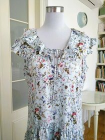 Nové modré šaty Timeout M L Luční kvítí růže květiny dlouhé - 2