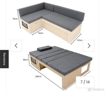 Rozkládací postel do karavanu ve tvaru L - NOVÁ - 2