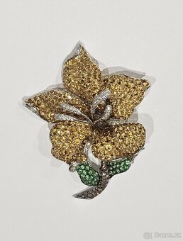 BROŽ LUXUSNÍ 34.6g. DIAMANTY SAFÍRY CITRÍNY - 2