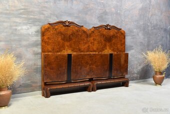 Antický dvojitá posteľ - 1950- Orechové drevo ART DECO - 2