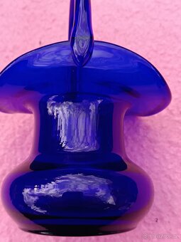 Skleněný modrý košík - 2