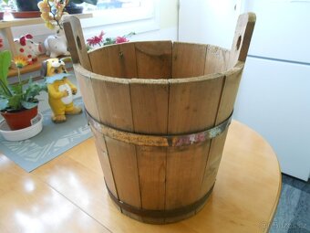 RETRO dřevěný džber 30cm x 30cm - starý - použitý - 2
