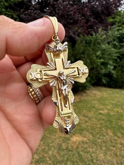Zlatý přívěsek - KŘÍŽ - 22g 7x4cm - 585 14k NOVY ZBOŽÍ - 2