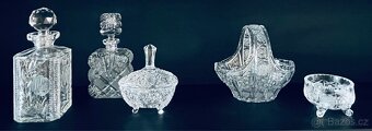 Broušené sklo lisované karafa košík cukřenka - 2