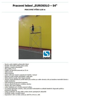 Pracovní věž / lešení Eurosolo-S4 (pojízdné) - NOVÉ - 2