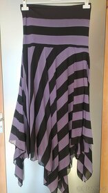 Černo fialové pruhované šaty bez ramínek vel 40 - 2