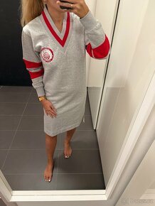 Nové mikinové šaty Gant šedé s červenými detaily - 2