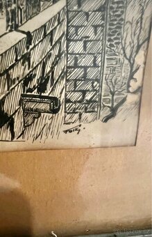 Praha – Karlův most (ruční kresba, sign. Fojk) - 2