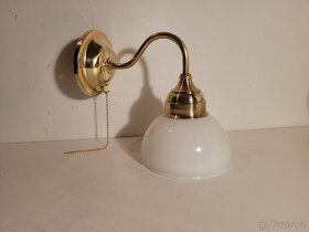 mosazná lampa, lampička s vypínačem, bílé stínidlo, až 6ks - 2