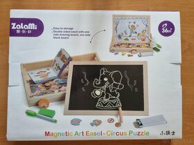 Dřevěné magnetické puzzle cirkus kreslicí deska - 2