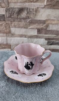 Růžový porcelán,šálek s podšálkem, Chodov - 2