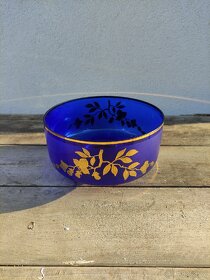 Modrá skleněná miska vysoký smalt - 2