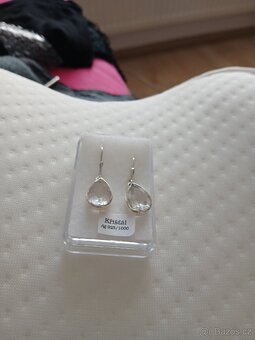 Visací stříbrné náušnice prirodni křišťál - 2