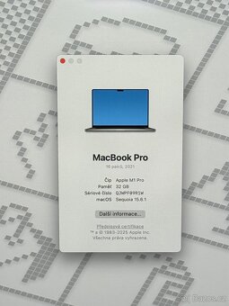 MacBook Pro 16inch CTO 2021 /32GB/M1 Pro/512GB DISK/Záruka - 2