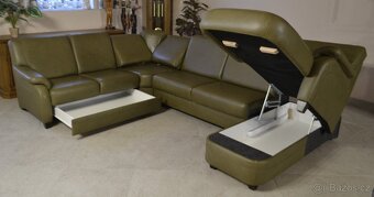 Kožená, rohová sedací souprava do tvaru "U". - 2