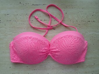 Růžové krajkové plavky plavková podprsenka - 80D - 2