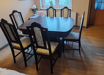 Jídelní stůl ze dřevěného masivu s 6 židlemi - 2