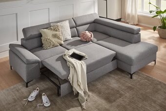 Rohová rozkládací sedací souprava z úložným prostorem - 2