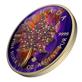 investiční střibrnné mince - Maple leaf - Bejeweled - 2