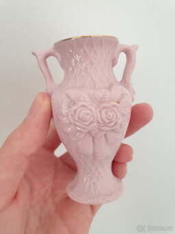Retro dekorace růžový porcelán amfora růžičky - 2