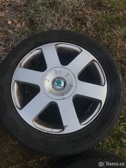 Alu kola 16” 5x112 Škoda a letní pneu 205/55/R16 - 2