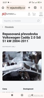 Repasována převodovka VW Caddy 2.0 SDI 51 kW 2004-2011 - 2