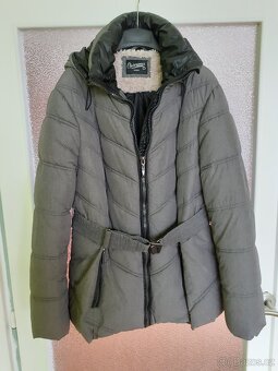 Dámská šedá zimní teplá bunda s páskem Yessica 44/46 - 2