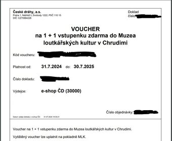 Muzeum loutkářských kultur v Chrudimi, poukaz na 1+1 vstup - 2