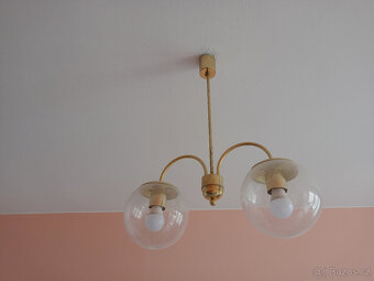 Vintage lustr retro, kov + sklo - 2