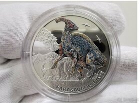 Stříbrná mince Pravěký svět - Parasaurolophus proof - 2