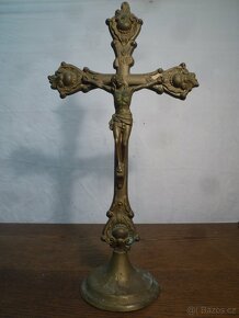 Biedermeier krucifix mosazný kříž - 2