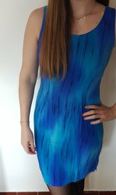 Modré bavlněné šaty  - široká ramínka - 2