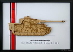 Dřevěný obraz tanku Tiger I č.131 (formát A4) - 2