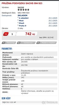 Zadní pružiny Škoda Octavia, VW Golf - 2
