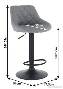 Otočná barová židle čalouněná TK3182, 1 ks - 2