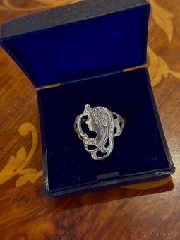 Prodám dobový, secesní  prsten stříbrný - 2