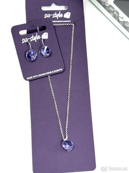 Set náhrdelníku a náušnic Swarovski elements - modrá - 2