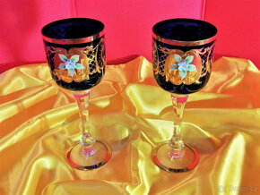 Skleněné číše - modré - novoborské sklo - 2