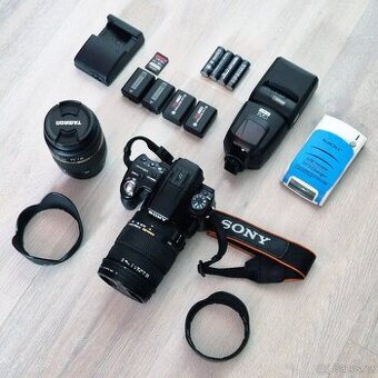 Zrcadlovka velký set – Sony A55 +2objektivy +Metz +batoh - 2