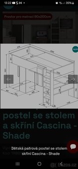 Vyvýšená postel se skříní a stolem - 2