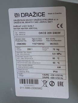 Bojler Dražice OKCE 200 2/4kW Ohřívač vody elektrický svislý - 2