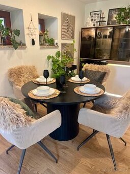 Kulatý rozkládací jídelní stůl Malaga, dekor dub, 115–155 cm - 2