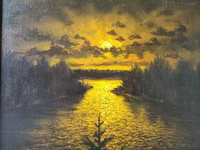 Jonny Oppenheimer - pěkný obraz olej na plátně, západ slunce - 2