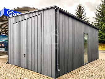 Plechova garáž 5x6m Dvoukřídlá vrata - Okno - 2