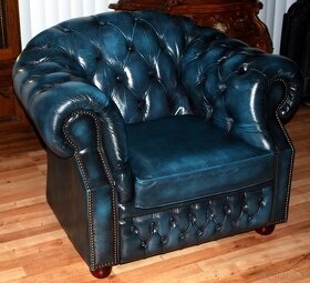 CHESTERFIELD-CLUB-CENTURION FURNITURE-LEATHER/BLUE - 2
