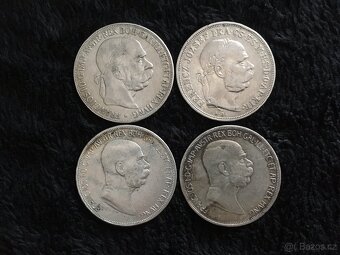 4 kusy stříbrných 5 korun RU F.J.I., každá mince jiná - 2