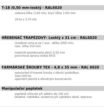 Trapézové plechy TN 18 - 2