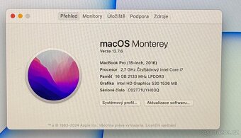 MacBook Pro 15” 2016/16GB RAM/Intel i7/512GB SSD/ Záruka - 2